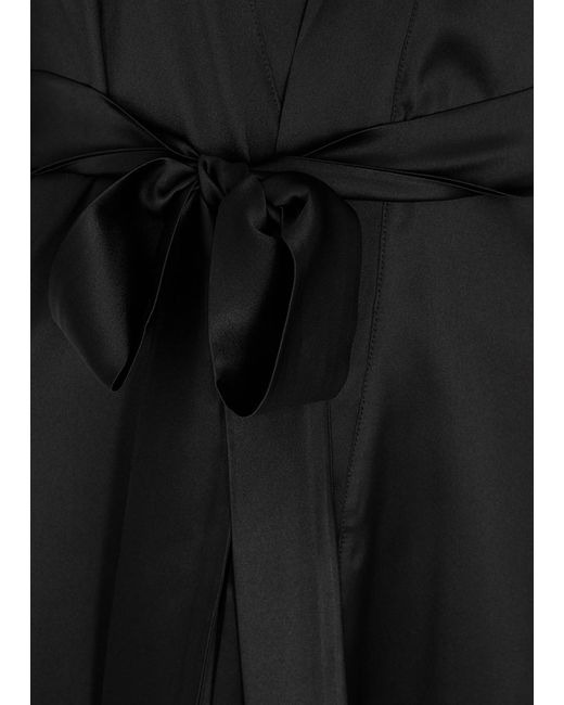 Fleur Of England Black Onyx Silk-blend Satin Robe