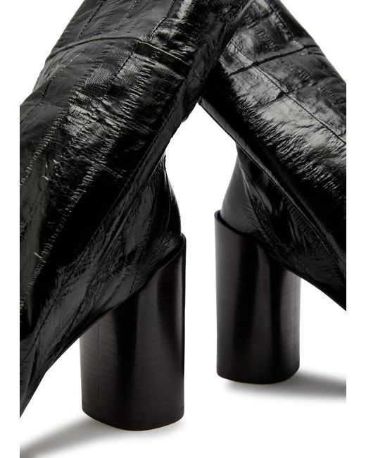 Lemaire Black Glove 90 Crinkled Glossed Leather Ankle Boots