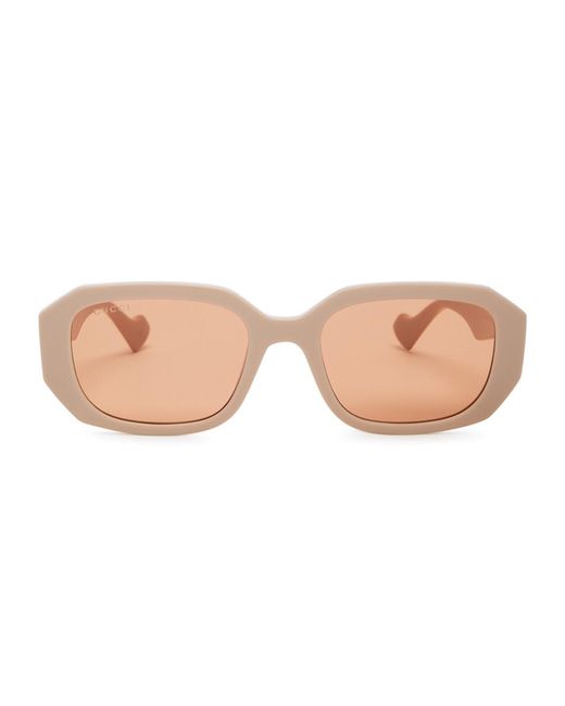 Gucci White Rectangle-frame Sunglasses