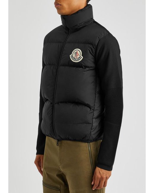 Moncler Black Quilted Shell And Ribbed-knit Jacket for men