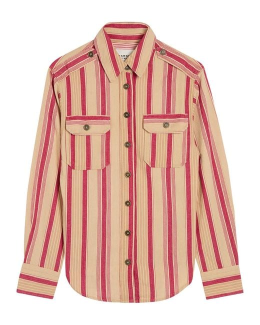 Isabel Marant Pink Gelva Striped Cotton Shirt