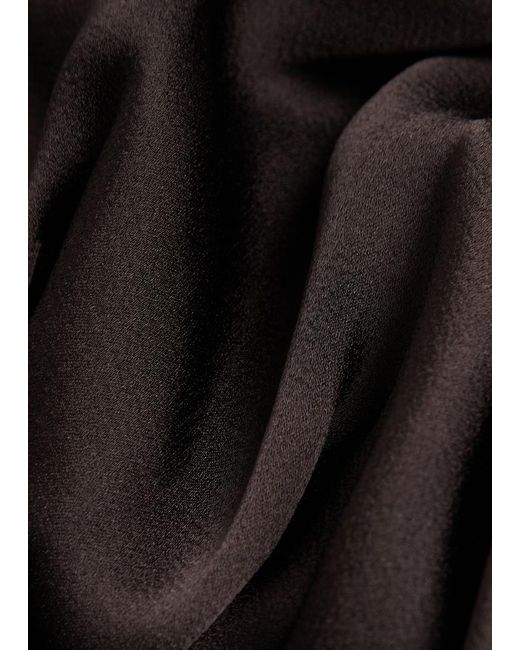 LIBEROWE Black Tamara Pleated Asymmetric Satin Top