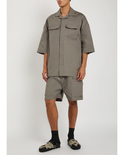 Rick Owens Gray Magnum Tommy Oversized Stretch-Cotton Poplin Shirt for men