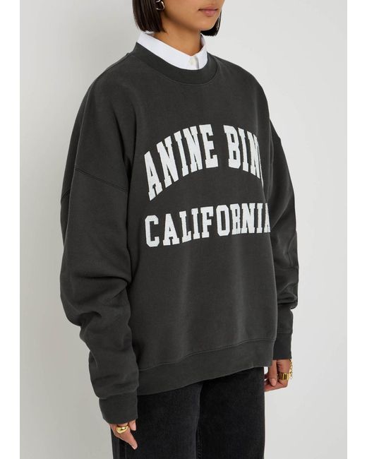 Anine Bing Black Miles Logo Cotton Sweatshirt