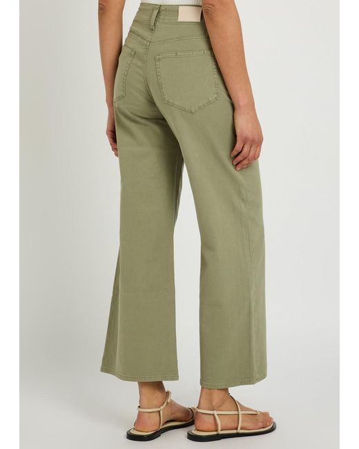 PAIGE Green Anessa Wide-Leg Jeans