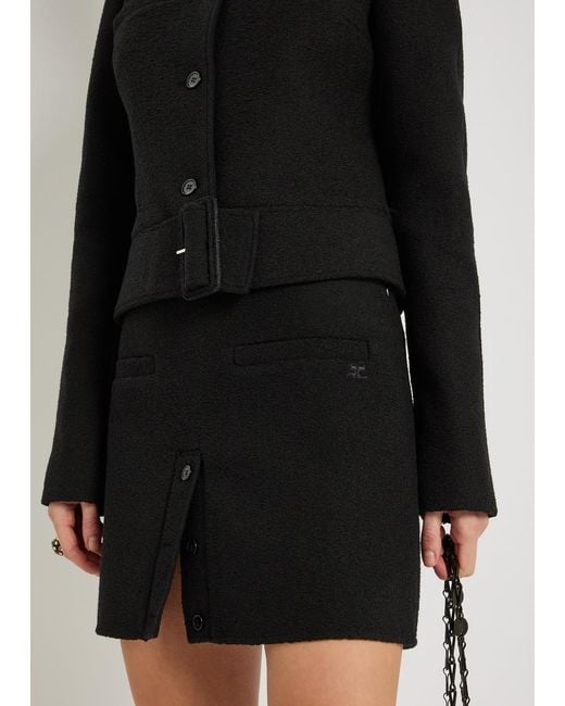 Courreges Black Tweed Mini Skirt