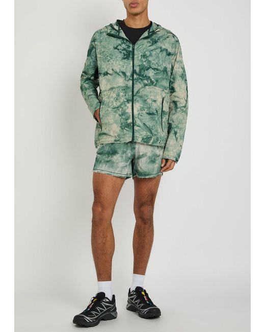 Y-3 Green Printed Hooded Nylon Running Jacket for men