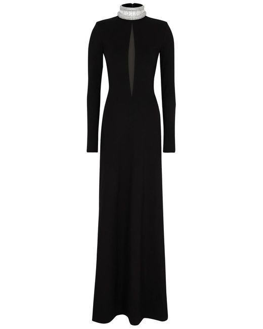 David Koma Black Crystal-Embellished Stretch-Jersey Gown