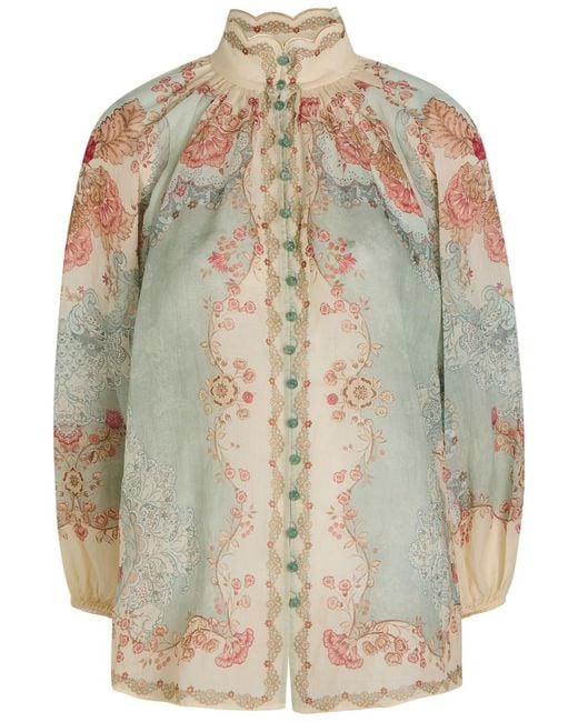 Zimmermann Multicolor Daylight Printed Ramie Blouse