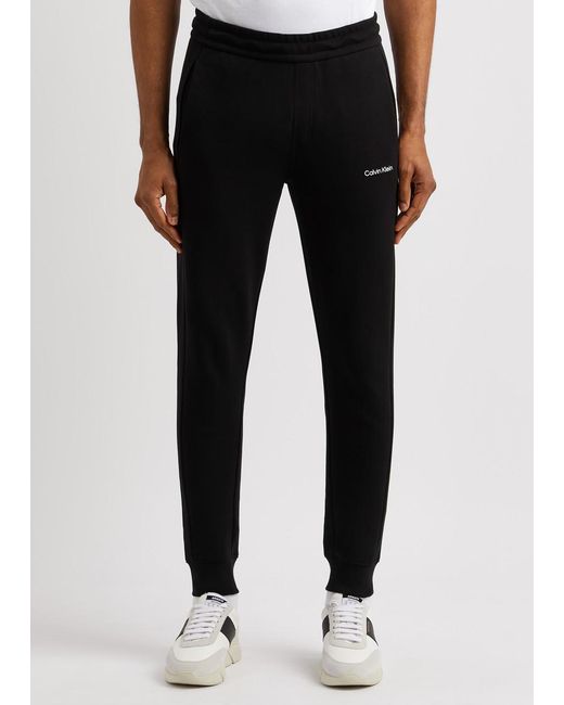 Calvin Klein Black Logo-print Cotton-blend Sweatpants for men