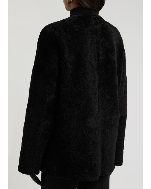 Totême Black Shearling Coat