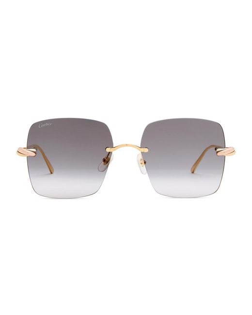 Cartier Metallic Trinity Rimless Square-Frame Sunglasses