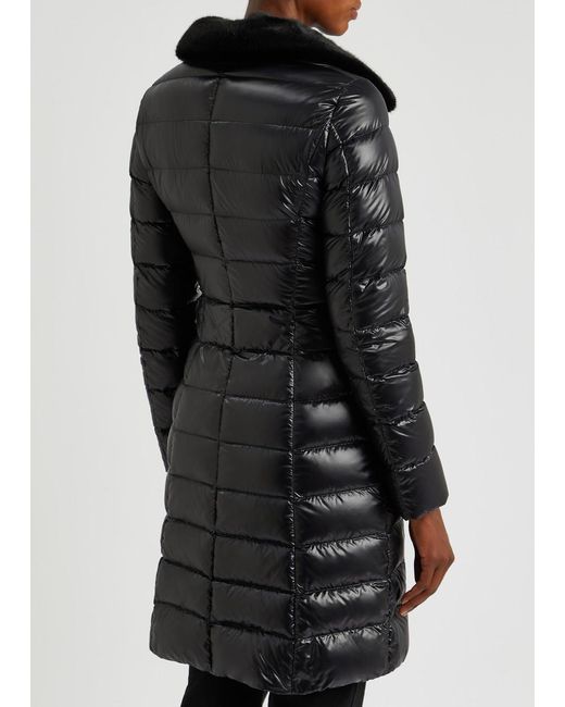 Herno Black Quilted Faux Fur-trimmed Shell Jacket