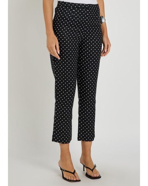 Faithfull The Brand Black Iria Polka Dot Linen Capri Trousers