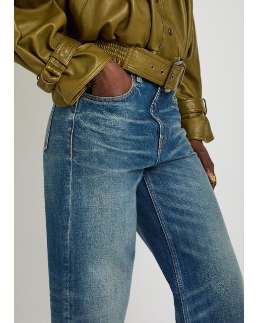 Chloé Blue Distressed Straight-Leg Jeans
