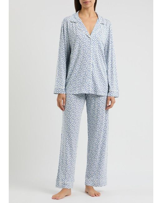 Eberjey Blue Gisele Printed Jersey Pyjama Set