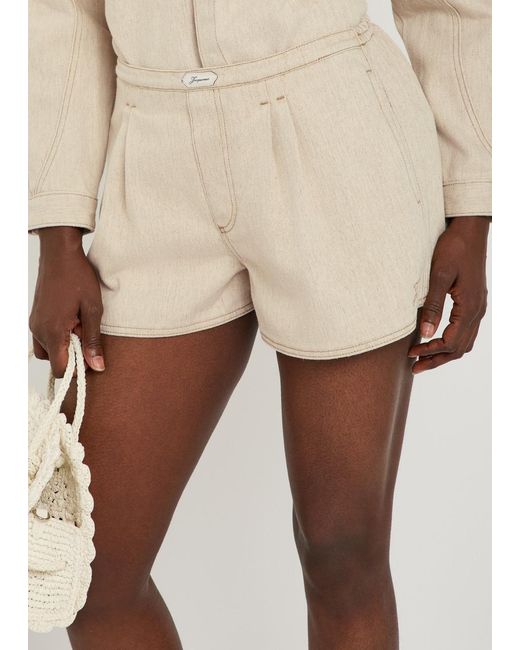 Jacquemus Natural Le Short De-Nimes Amelo Cotton-Blend Shorts