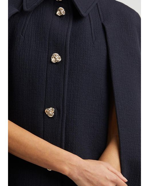 Chloé Blue Cape-Effect Wool Coat