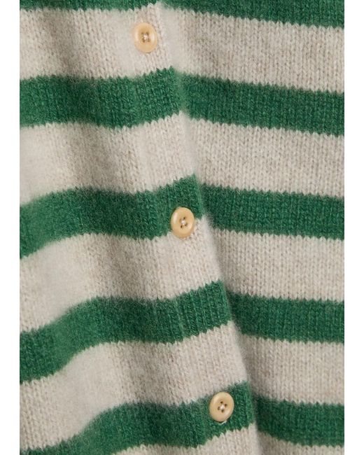 The Elder Statesman Green Cousteau Striped Cashmere Cardigan
