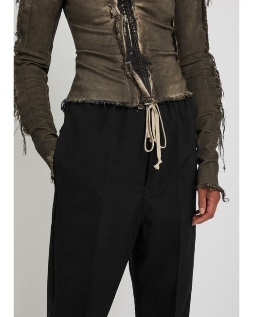 Rick Owens Black Cropped Tapered-Leg Wool Trousers