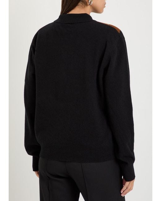 Rohe Black Argyll Wool Polo Jumper
