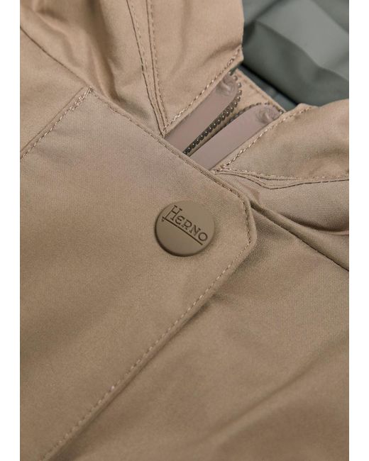 Herno Brown Hooded Brushed Shell Jacket
