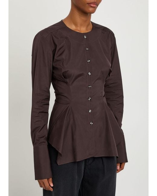 LIBEROWE Brown Lavinia Darted Cotton-Poplin Shirt
