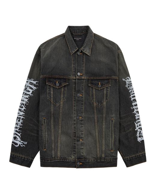 Balenciaga Black Diy Metal Printed Denim Jacket for men