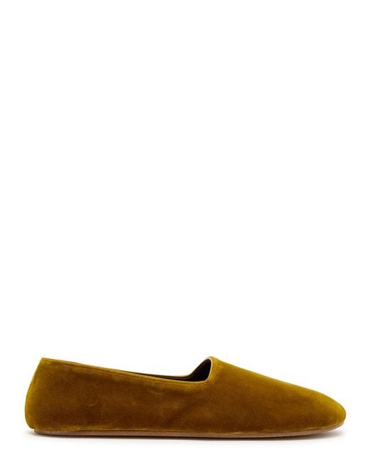 The Row Brown Ponti Velvet Slipper Flats