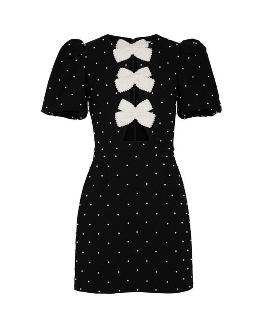 Rebecca Vallance Black Veronica Embellished Crepe Mini Dress