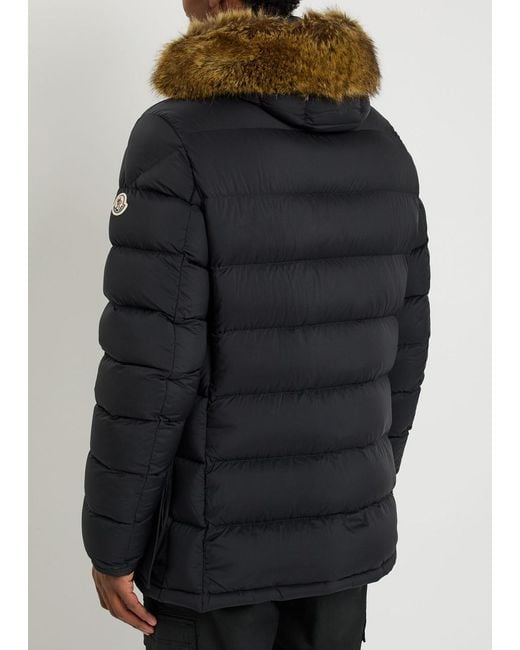 Moncler Blue Clunye Faux Fur-Trimmed Nylon Jacket for men