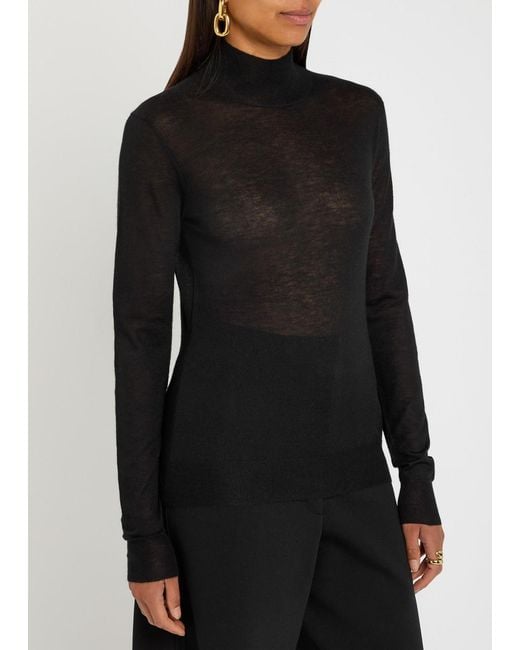 Joseph Black High-Neck Cashmere Knit Top