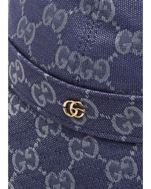 Gucci Blue Logo-plaque Cotton-blend Bucket Hat for men