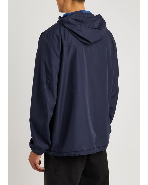 Dolce & Gabbana Blue Logo-print Hooded Reversible Shell Jacket for men