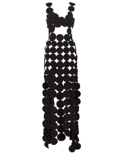 A.W.A.K.E. MODE Black Laser-Cut Circle Maxi Dress