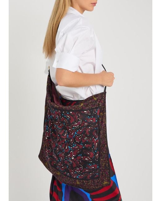 Dries Van Noten Purple Scarf Large Leather And Satin Tote