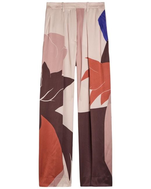 Victoria Beckham Red Cecilia Printed Satin Trousers