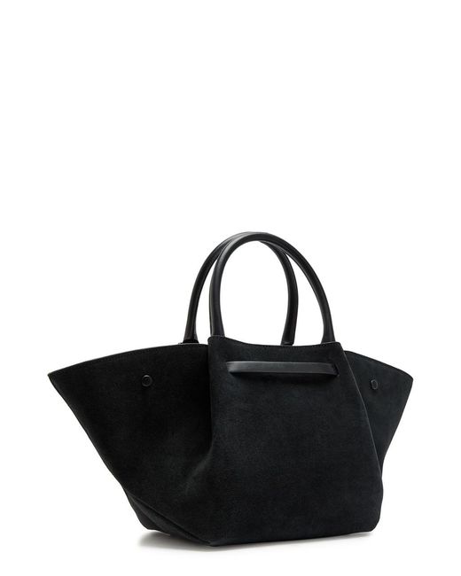 DeMellier London Black The Midi New York Grained Leather Tote Bag