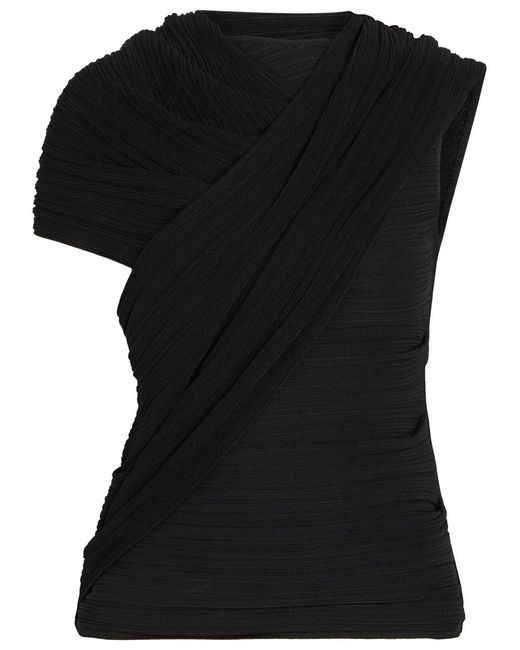 Balmain Black Layered Textured Close-Knit Top