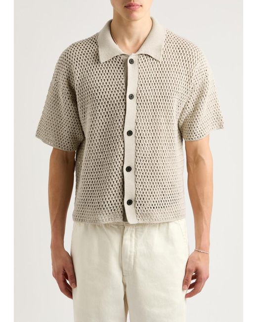 FRAME White Open-Knit Cotton Shirt for men