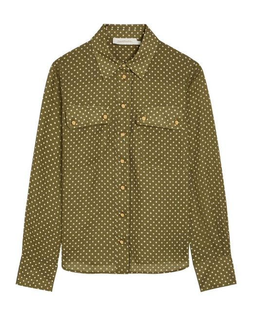 Zimmermann Green Luna Cargo Patterned Ramie Shirt
