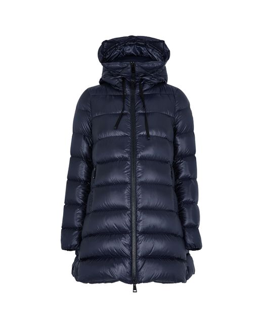 Moncler Blue Suyen Quilted Shell Coat