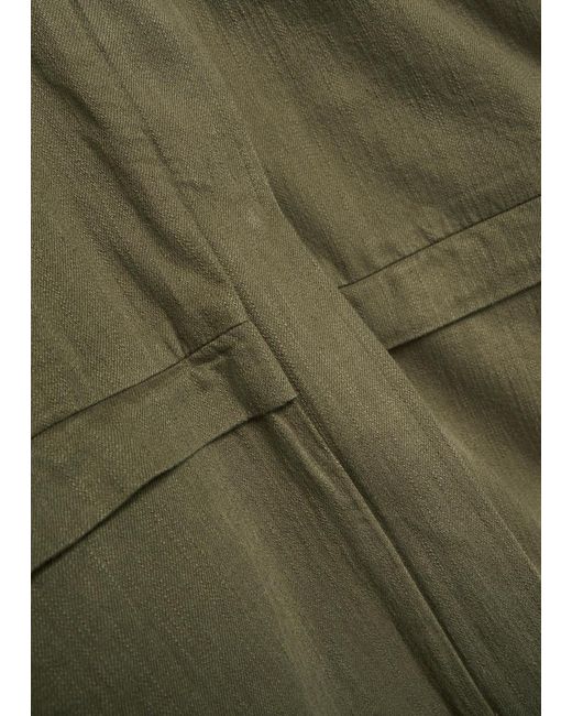 Eileen Fisher Green Cotton And Linen-Blend Jacket