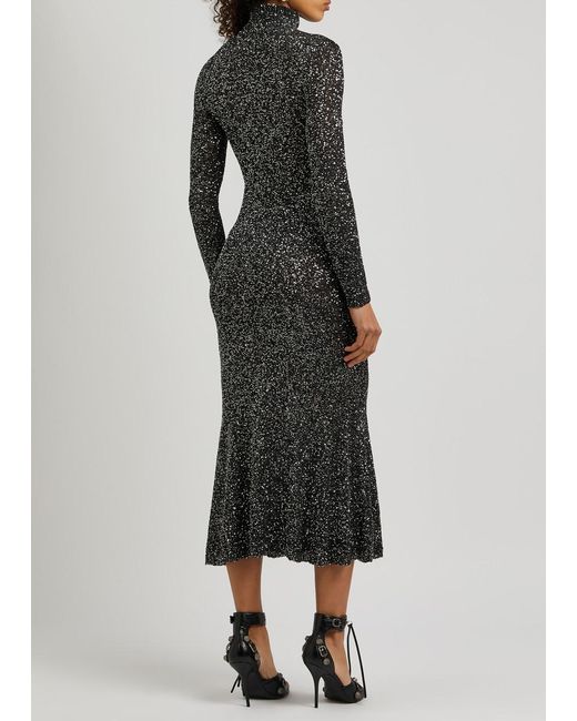 Balenciaga Black Sequin-embellished Midi Dress