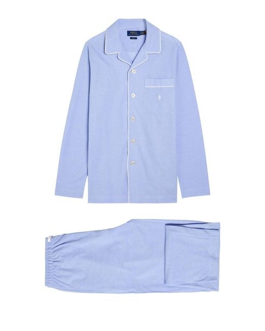 Polo Ralph Lauren Blue Logo-Embroidered Cotton Pyjama Set for men