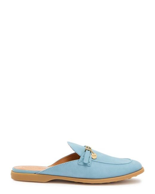 Tod's Blue Gom.Leg Nubuck Sliders