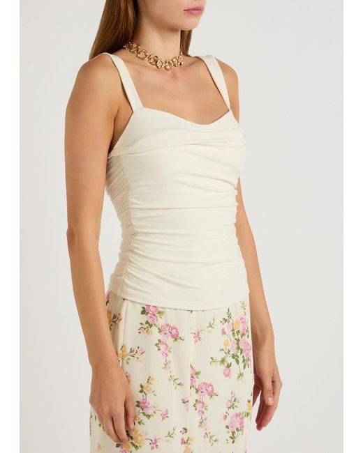 Reformation Natural Trish Ruched Stretch-Cotton Top