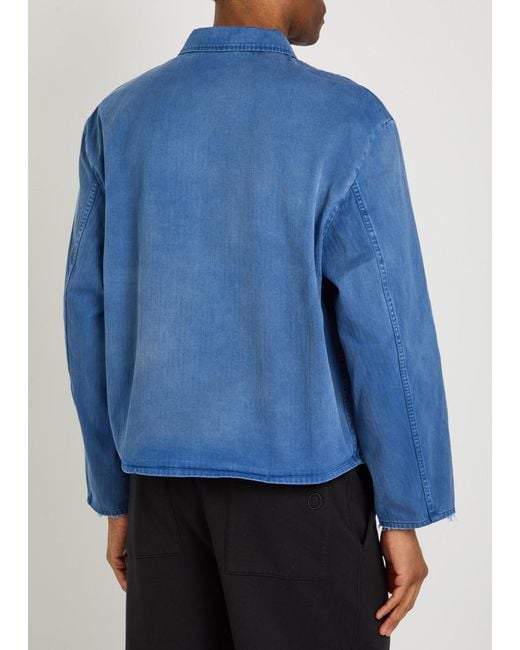 Cole Buxton Blue Patch Pocket Cotton And Wool-Blend Overshirt for men