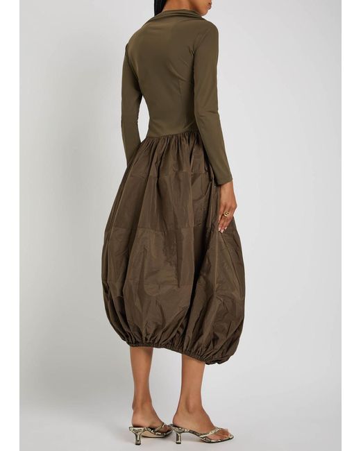 High Brown Audacious Stretch-Jersey And Shell Midi Dress