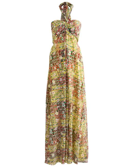 Diane von Furstenberg Metallic Ainslina Printed Cotton-Blend Maxi Dress